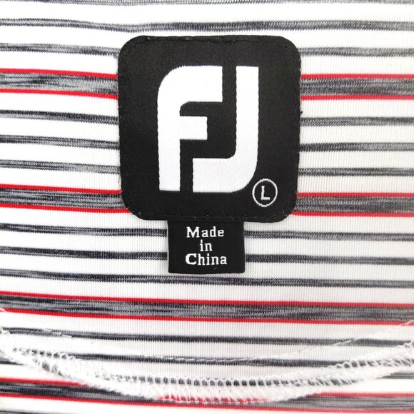 FootJoy Short Sleeve Polo Shirt Size LARGE Multi-Color Stripe Embroidered Anchor - Picture 3 of 8